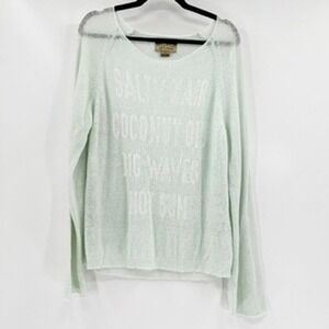 Wildfox White Label Mint Green Salt Hair Coconut Oil Big Waves Sweater Size S